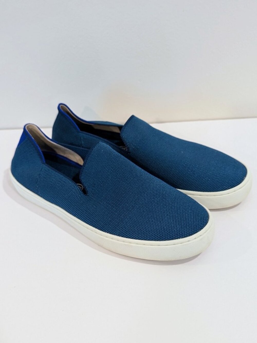 ROTHY'S The Original Slip-On Sneakers 10 Knit Shoe Deep Teal Blue Green White